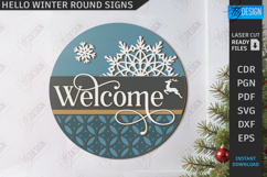 Hello Winter Round Signs Laser Cut Bundle, Porch Decor SVG Product Image 8