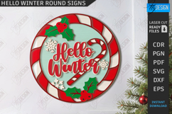 Hello Winter Round Signs Laser Cut Bundle, Porch Decor SVG Product Image 9
