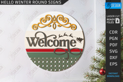Hello Winter Round Signs Laser Cut Bundle, Porch Decor SVG Product Image 10