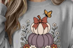 Hello Fall Monochromatic fall, Floral pumpkins svg Product Image 2