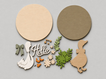 Hello Goose Door Sign SVG | Floral Door Hanger Laser file Product Image 2