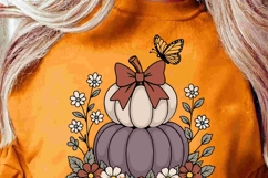 Hello Fall Monochromatic fall, Floral pumpkins svg Product Image 3