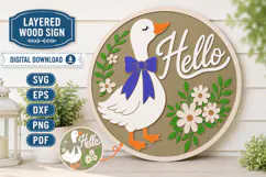 Hello Goose Door Sign SVG | Floral Door Hanger Laser file Product Image 1