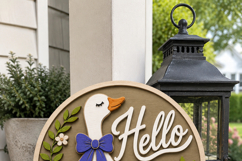 Hello Goose Door Sign SVG | Floral Door Hanger Laser file Product Image 3