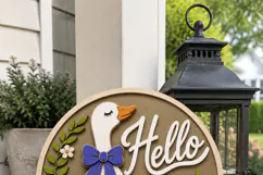 Hello Goose Door Sign SVG | Floral Door Hanger Laser file Product Image 3