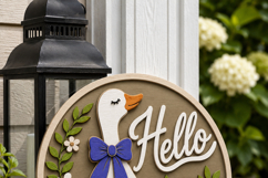Hello Goose Door Sign SVG | Floral Door Hanger Laser file Product Image 4