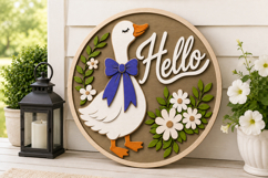 Hello Goose Door Sign SVG | Floral Door Hanger Laser file Product Image 5