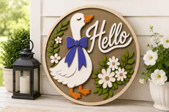 Hello Goose Door Sign SVG | Floral Door Hanger Laser file Product Image 5
