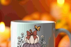 Hello Fall Monochromatic fall, Floral pumpkins svg Product Image 4