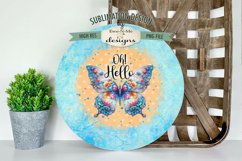 Oh Hello Butterfly Wind Spinner Round Sublimation Design PNG Product Image 2