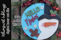 Hello Flakes-Snowman Sign SVG For Laser Cutting Product Image 1