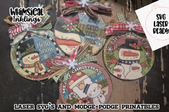 Hello Snow-Snowman Mod Podge Ornaments SVG Product Image 1