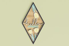 Spring Laser Cut File - Layered Geometrical Sign With Tulips Product Image 1
