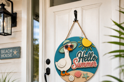 Beach Goose SVG Laser Cut File | Hello Summer Door Hanger Product Image 9