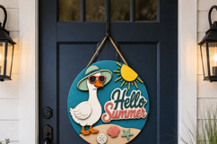 Beach Goose SVG Laser Cut File | Hello Summer Door Hanger Product Image 11