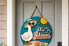 Beach Goose SVG Laser Cut File | Hello Summer Door Hanger Product Image 4