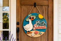 Beach Goose SVG Laser Cut File | Hello Summer Door Hanger Product Image 6