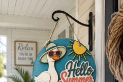 Beach Goose SVG Laser Cut File | Hello Summer Door Hanger Product Image 7