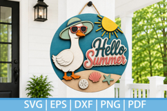 Beach Goose SVG Laser Cut File | Hello Summer Door Hanger Product Image 1