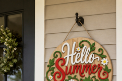 Summer Door Hanger SVG | Laser Cut Round Porch Sign Bundle Product Image 3
