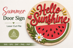 Hello Sunshine Sign - SVG Laser Door Hanger Cut Files Product Image 1