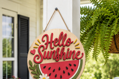 Summer Door Hanger SVG | Laser Cut Round Porch Sign Bundle Product Image 8