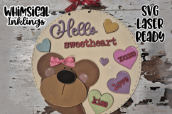 Hello Sweetheart Bear Sign Laser SVG Product Image 1