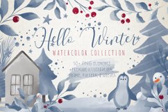 Hello Winter Watercolor Collections, Winter Clipart Bundle Product Image 1