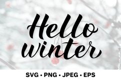 Hello Winter SVG. Winter sign. Winter quote SVG cut file Product Image 1