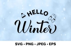 Hello Winter SVG. Winter quote. Winter sign lettering Product Image 1