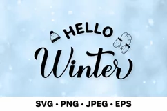 Hello Winter SVG. Winter quote. Winter sign lettering Product Image 1