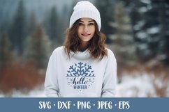 Hello Winter SVG. Winter quote. Seasonal round door sign Product Image 2