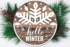 Hello Winter SVG. Winter decorations. Round door sign Product Image 1