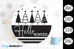 Hello Winter Christmas Door Sign SVG Product Image 1