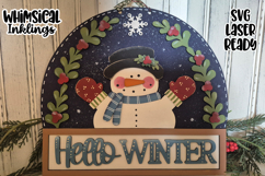Hello Winter Snowman Sign Laser SVG Product Image 1