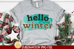 Hello Winter | Leopard Christmas Sublimation PNG Product Image 1