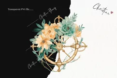 Watercolor Flower Ship Wheel Clipart | Watercolor Ocean PNG Product Image 2