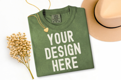 Comfort Colors C1717 Hemp Shirt Mockup, Flat Lay Mockup Product Image 1