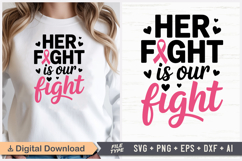 Her Fight Is Our Fight SVG | Breast Cancer Awareness SVG Product Image 1