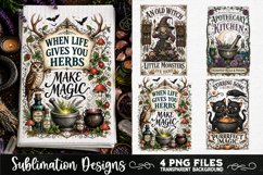 Magic Witchy Kitchen Towels PNG Sublimation Designs 4 Files Product Image 1