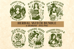 Herbal Witch SVG Bundle | Cottagecore Green Witch Clipart Product Image 1