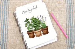 Watercolor Herbs in Pots Clipart Bundle Product Image 4
