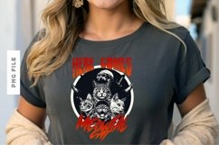 Here Comes Meowtal Cat T shirt Design