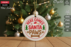 Here Comes Santa Paws SVG | Christmas Round Sign SVG | Xmas Product Image 2