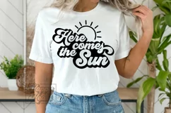 Here Comes The Sun SVG - Retro Summer SVG - Sunshine - Beach Product Image 1
