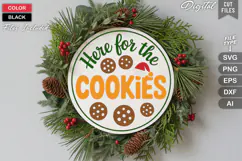 Here For The Cookies SVG | Christmas Round Sign SVG | Xmas Product Image 1