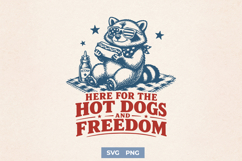 Hot Dogs and Freedom SVG - Patriotic Raccoon America PNG Product Image 1