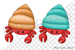 Cute hermit crab covered in shell SVG PNG Sea Animal art Product Image 1
