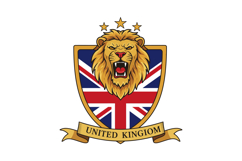 Lion head emblem with United Kingdom flag shield and three s Product Image 1