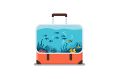 Suitcase Aquarium Illustration with Colorful Fish and Coral Product Image 1